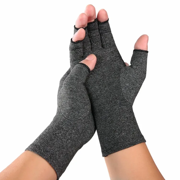 Gray A Pair Sports Breathable Health Care Half Finger Gloves Rehabilitation Training Arthritis Pressure Gloves, Size:S