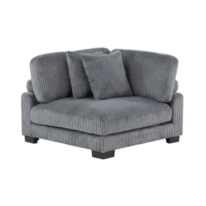 Gray Corduroy Corner Seat with Adjustable Arm/Back Rest