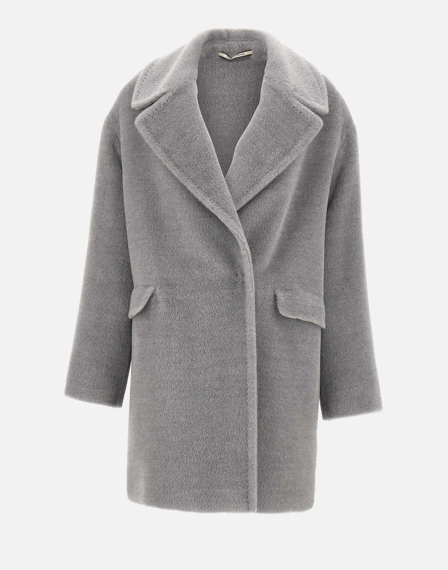 Grey Wool Alpaca Coat for Women