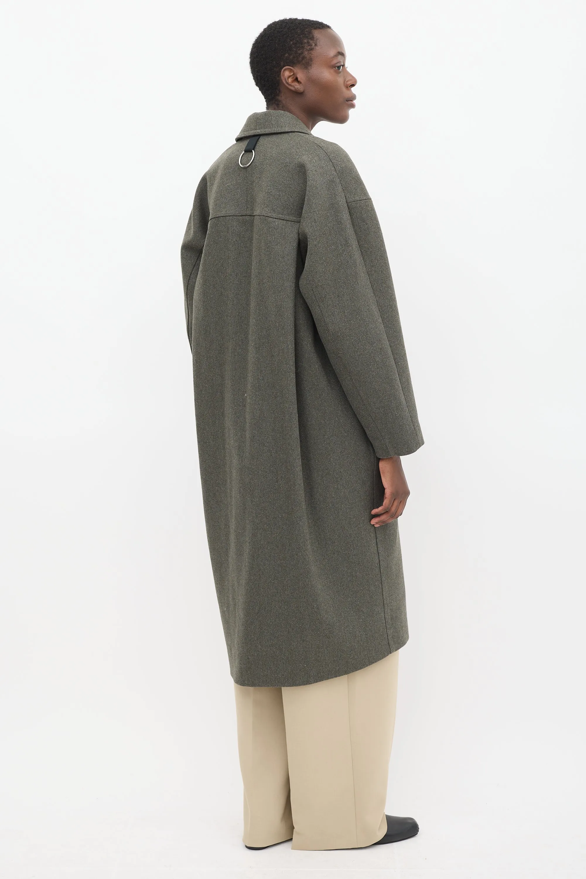 Grey Wool Two Button Coat