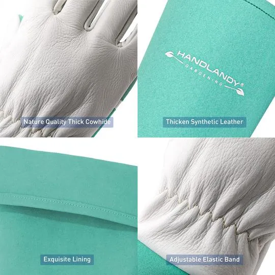 Handlandy Women Men Gardening Gloves Leather Long Sleeve Pruning 5160