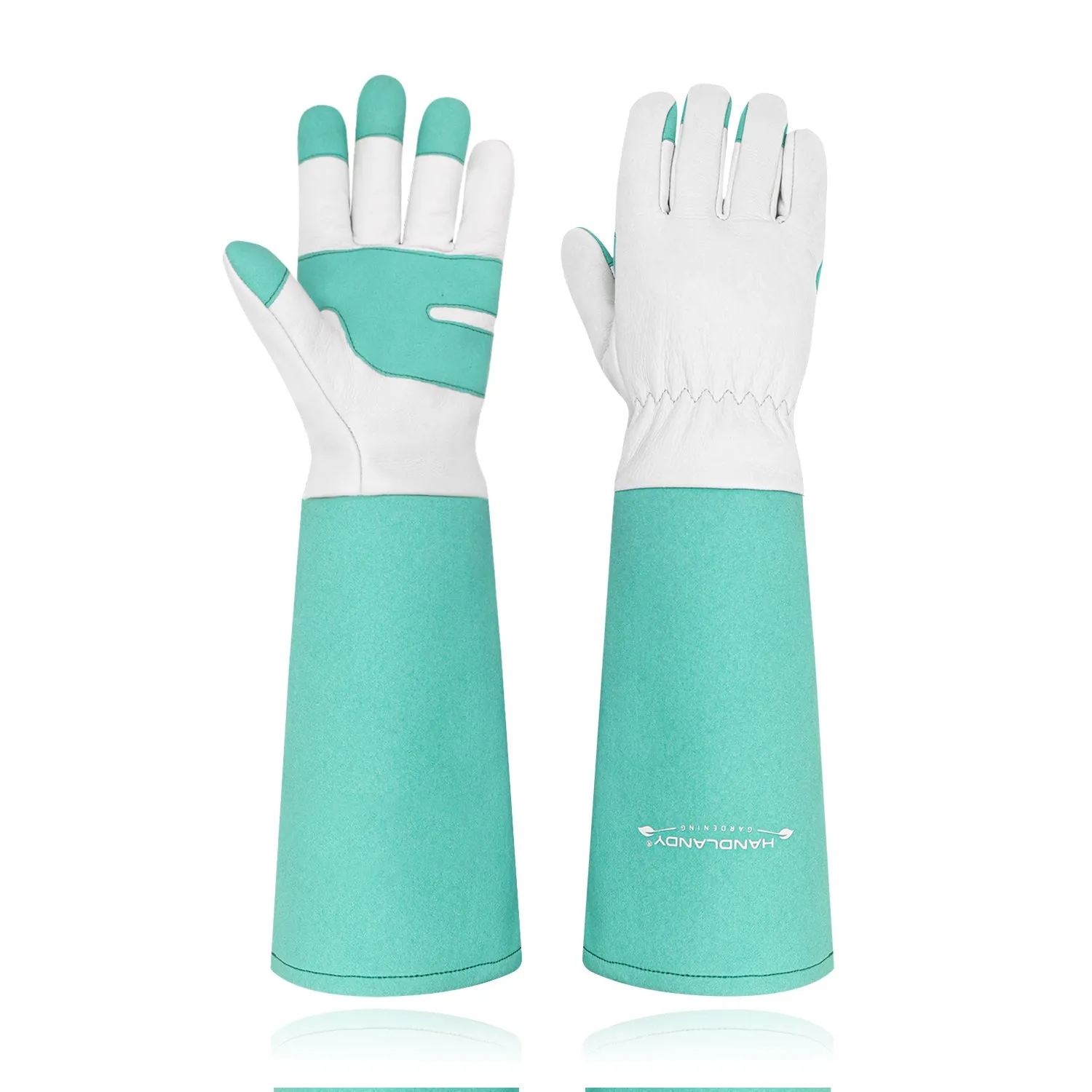 Handlandy Women Men Gardening Gloves Leather Long Sleeve Pruning 5160