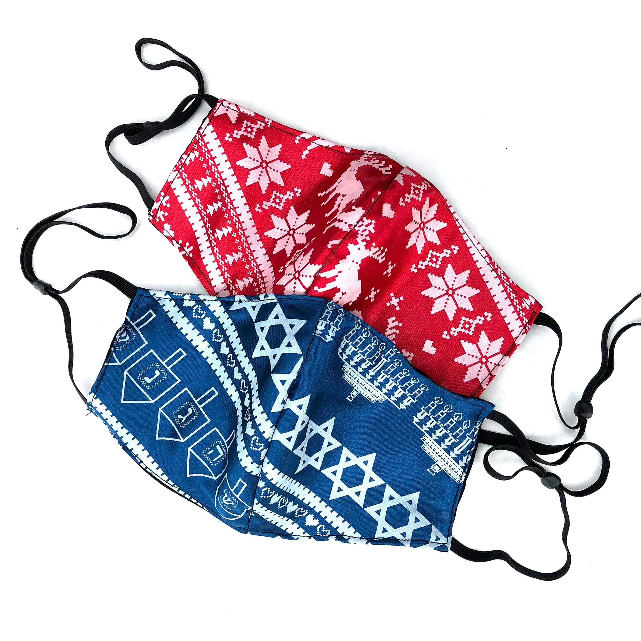 Hanukkah Sweater Mask, Adjustable ugly holiday sweater facemask