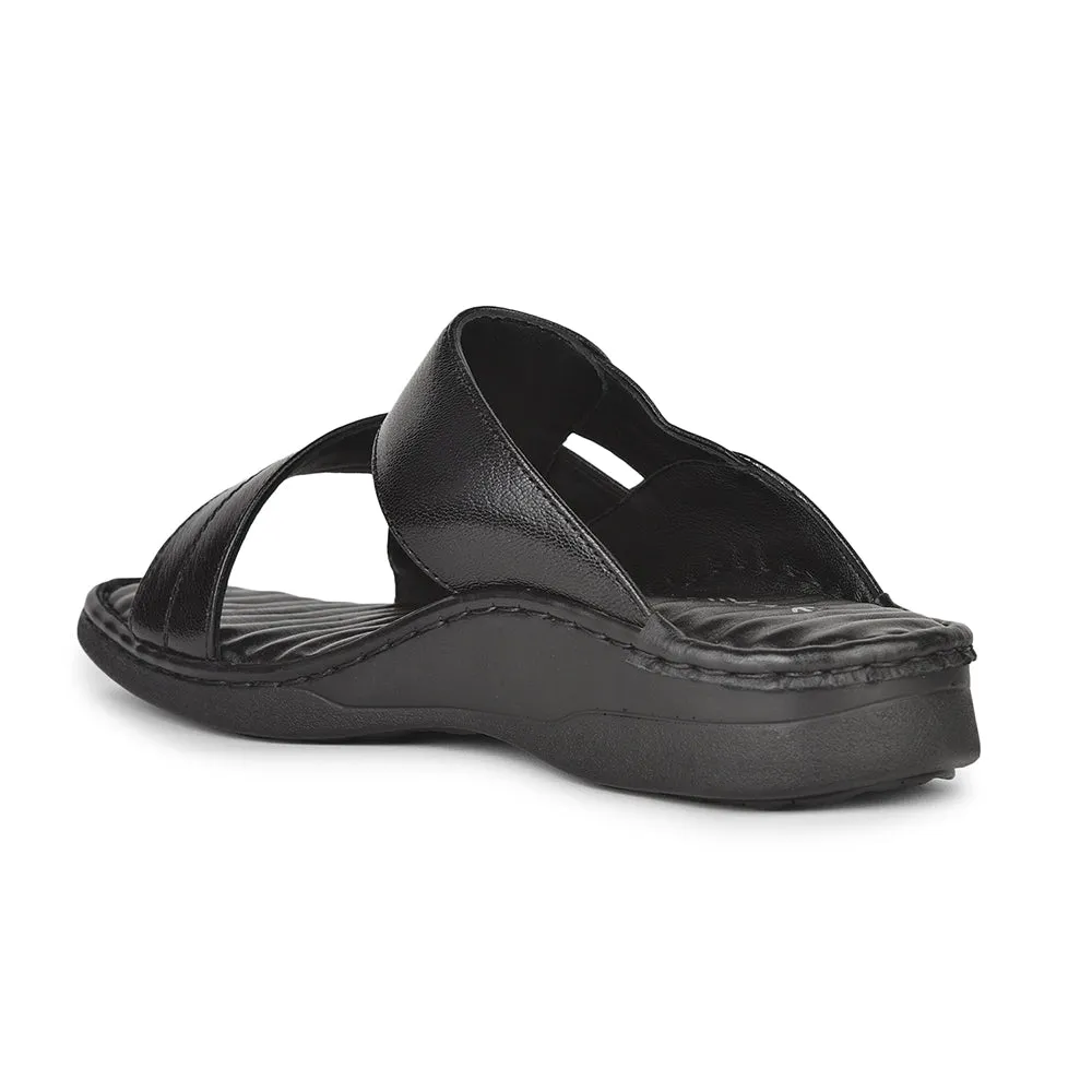 Healers Casual Black Slippers For Men 2191-09 By Liberty