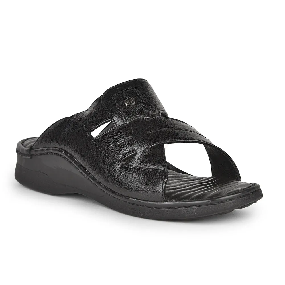 Healers Casual Black Slippers For Men 2191-09 By Liberty