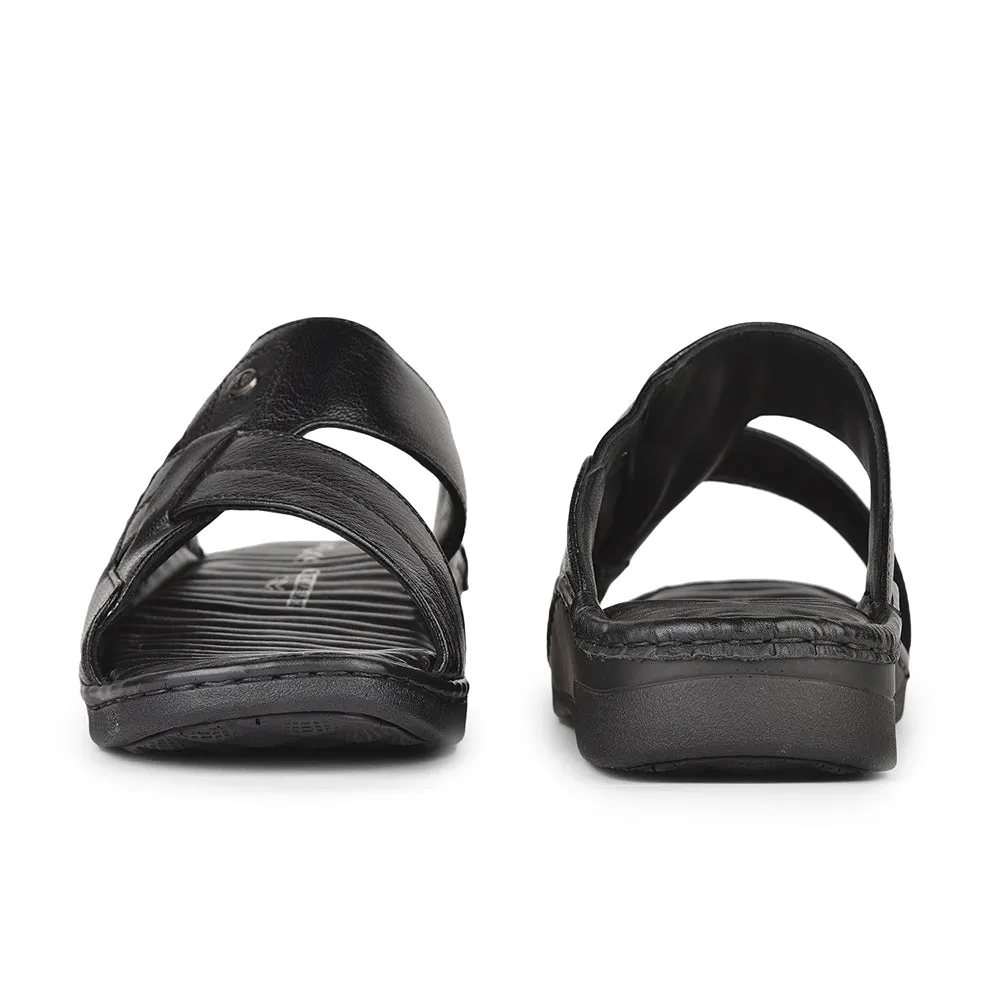 Healers Casual Black Slippers For Men 2191-09 By Liberty