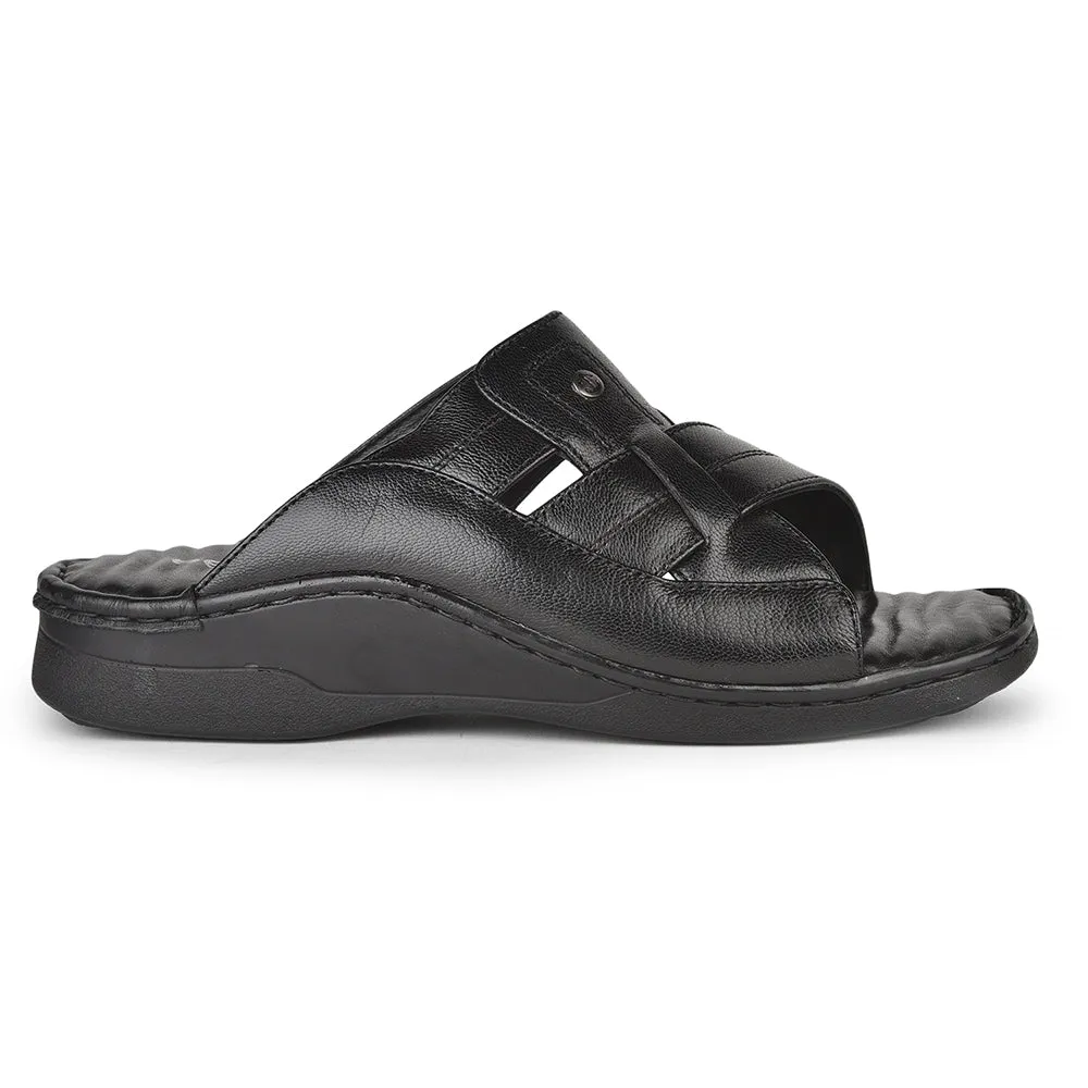 Healers Casual Black Slippers For Men 2191-09 By Liberty