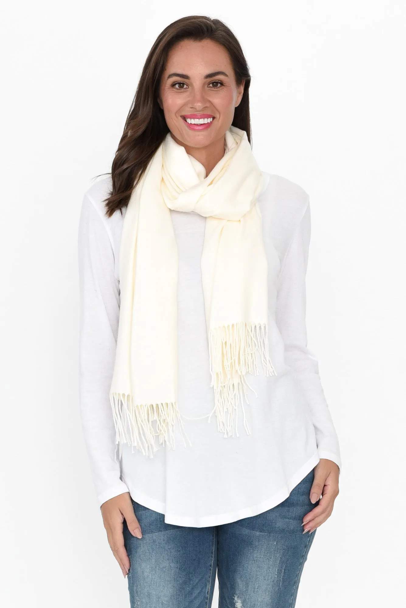 Heta Cream Cotton Pashmina Scarf