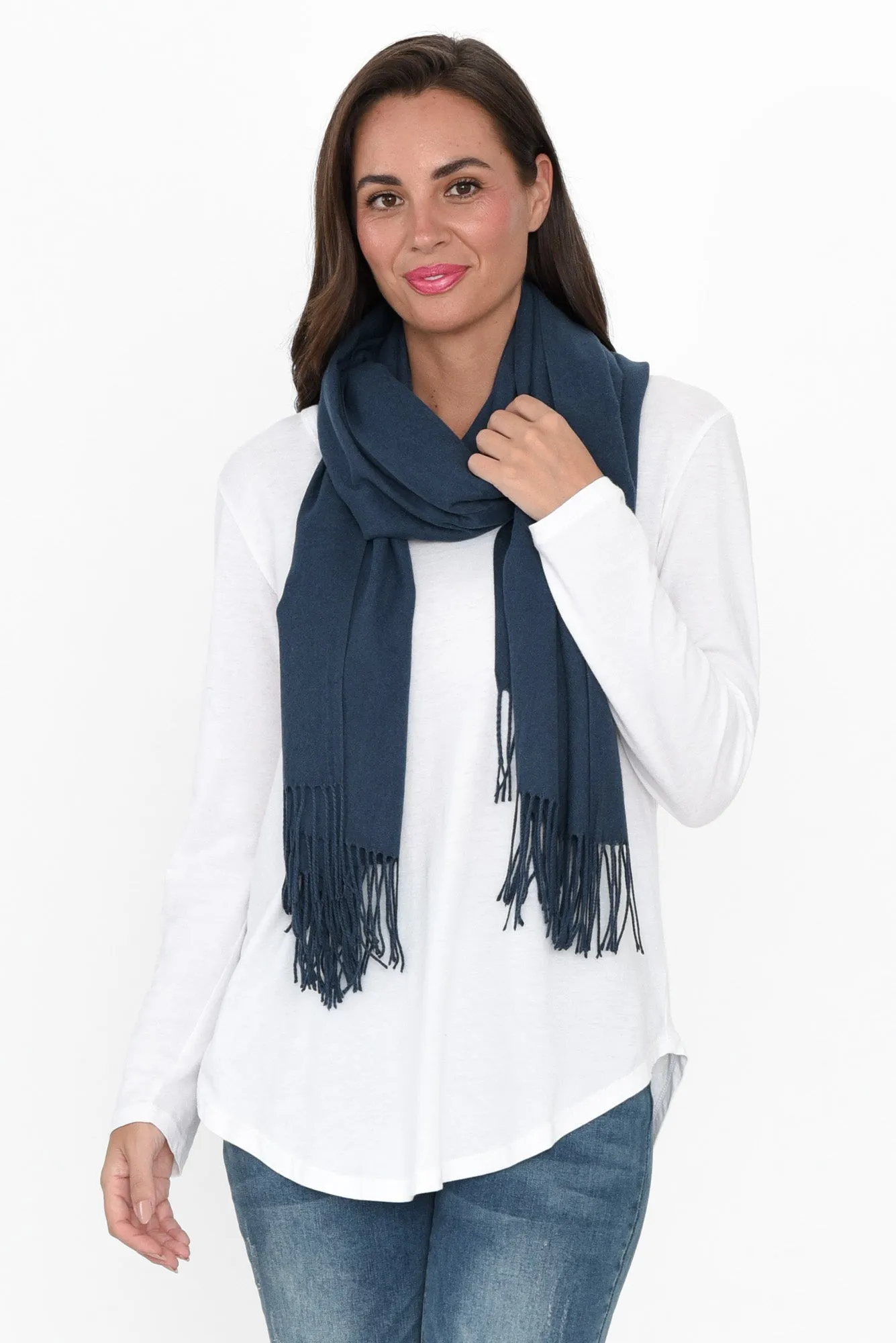 Heta Deep Blue Cotton Pashmina Scarf