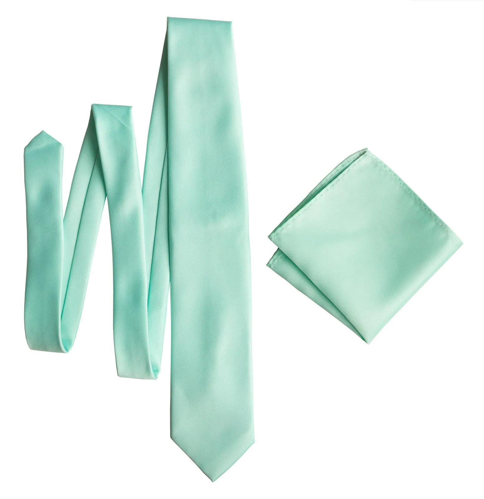 Ice Blue Necktie. Solid Color Satin Finish Tie, No Print