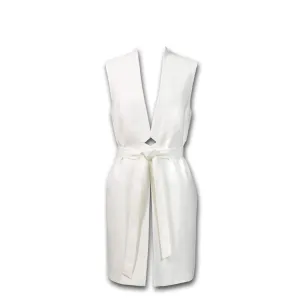 J. Peterman Women's Long Belted Vest - Ivory