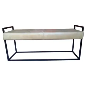 Jal Beige Genuine Leather Seat Bench - 120 CM