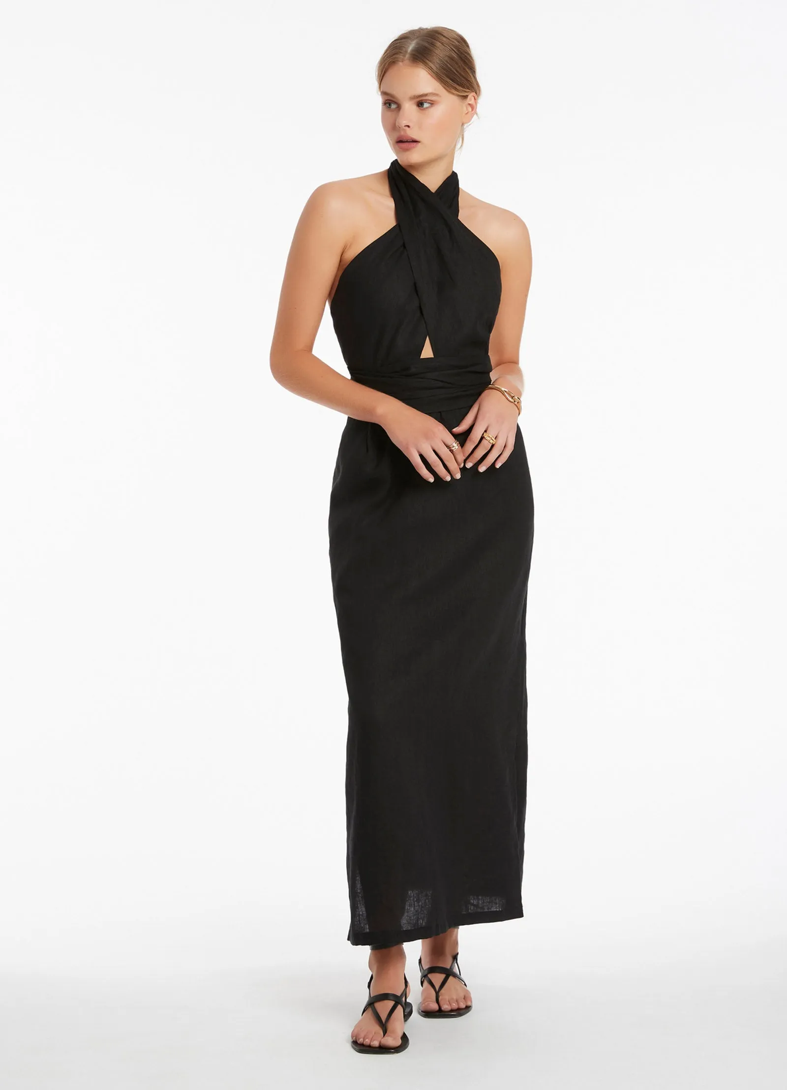 Jetset Wrap Front Dress - Black