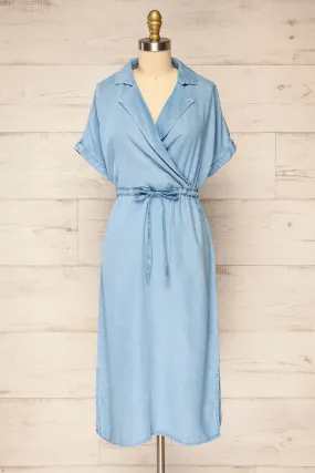 Johanna Blue | Midi Dress w/ Drawstring