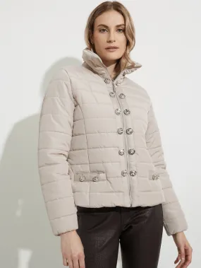 Joseph Ribkoff T Champagne Button Front Puffer Jacket 224908 2578