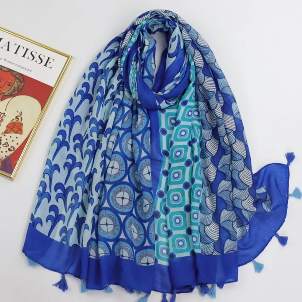 JY230348 Wavy printed scarf