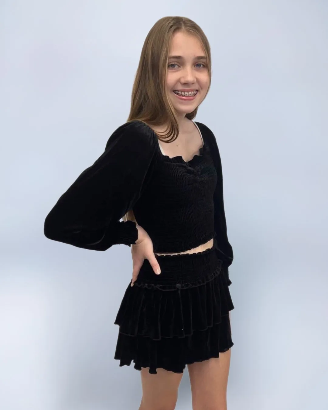 Katie J *JUNIOR* Chloe Top BLACK VELVET