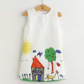 Kids Graffiti Print Design Princess Dress