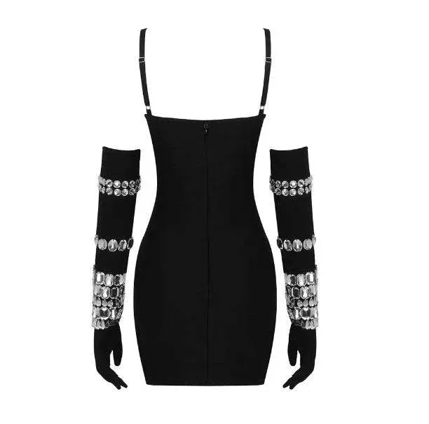 Kimber Crystal-Embellished Spaghetti Strap Mini Dress – Sparkle & Shine