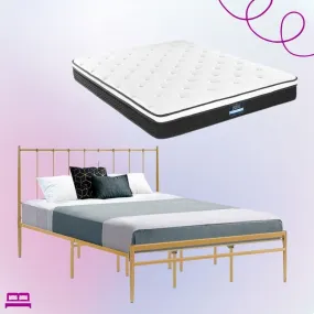 King Package | Amor Bed Gold & Bonita Euro Top Mattress (Medium Firm)