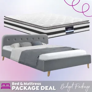 King Package | Tarcoola Bed Grey & Normay Pillow Top Mattress (Medium Firm)