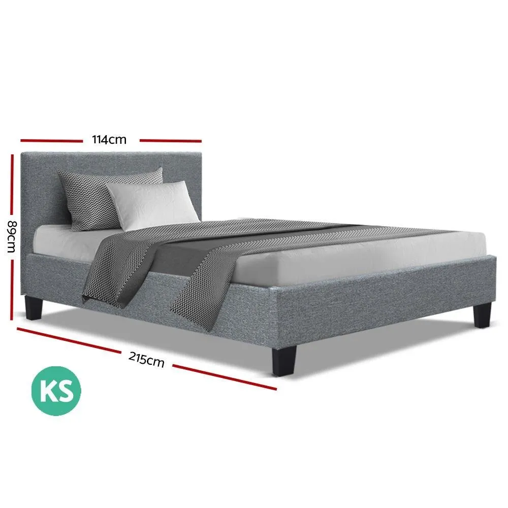 King Single Package | Coogee Bed Grey & Bonita Euro Top Mattress (Medium Firm)