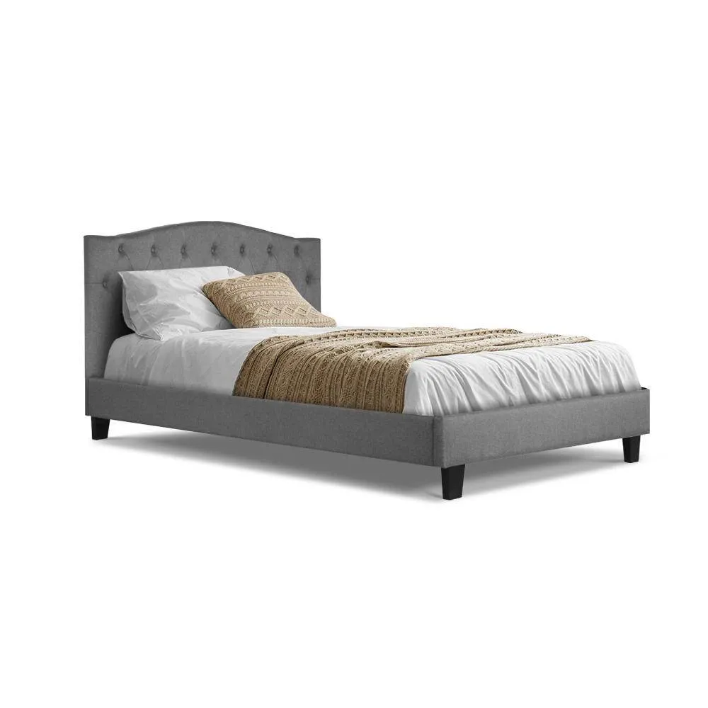 King Single Package | Jervis Bed Grey & Normay Bonnell Spring Pillow Top Mattress (Medium Firm)