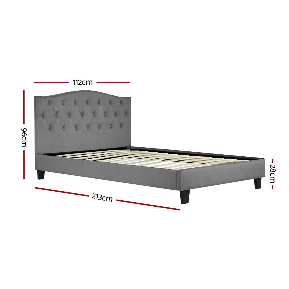 King Single Package | Jervis Bed Grey & Normay Bonnell Spring Pillow Top Mattress (Medium Firm)