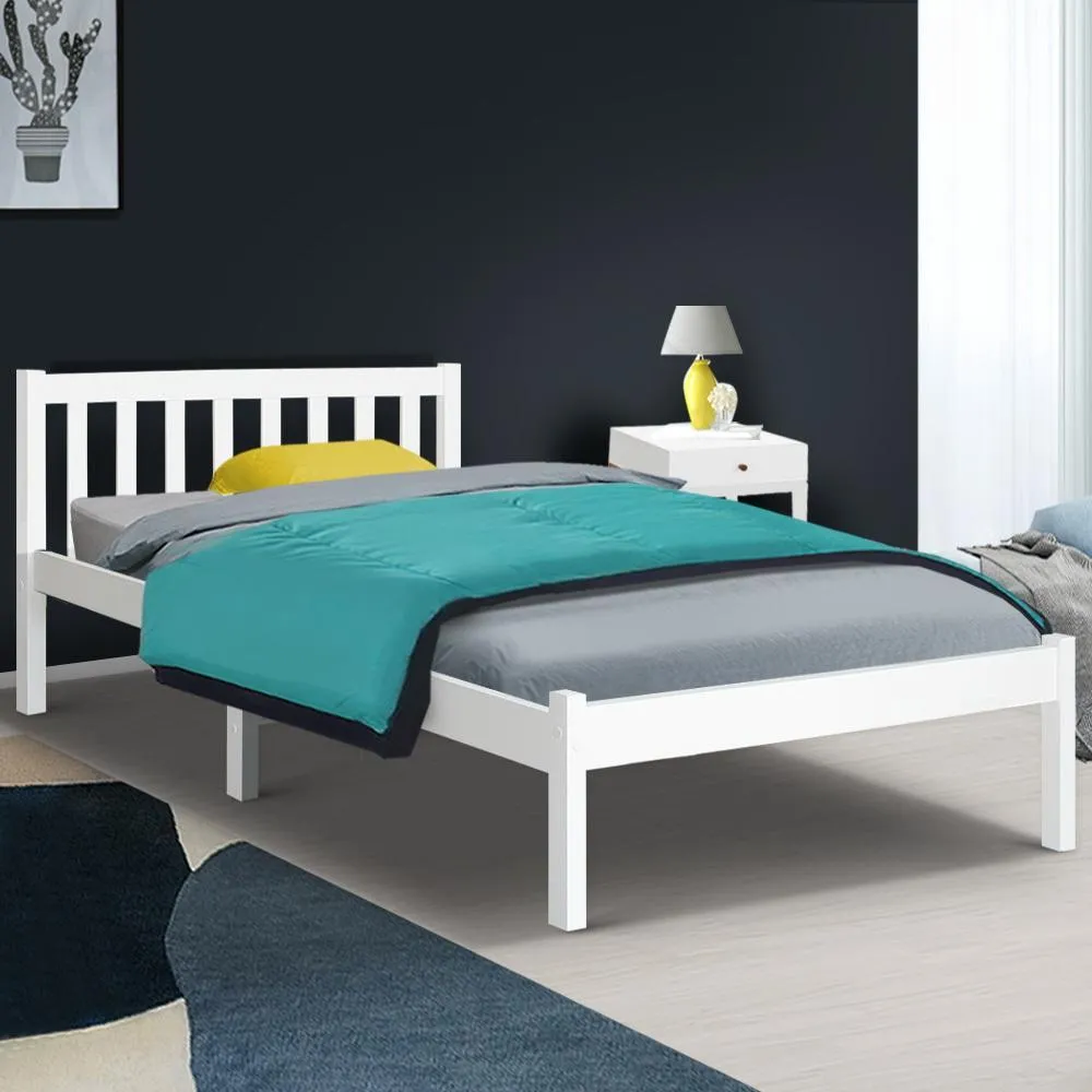 King Single Package | Whitehaven Bed White & Normay Bonnell Spring Pillow Top Mattress (Medium Firm)