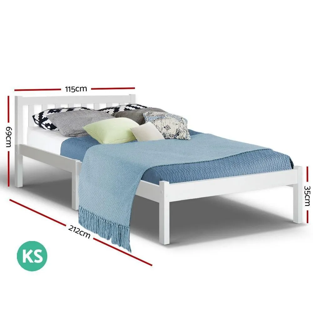 King Single Package | Whitehaven Bed White & Normay Bonnell Spring Pillow Top Mattress (Medium Firm)