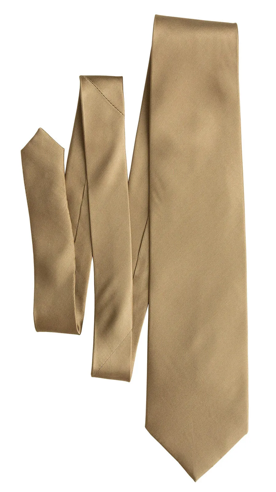 Latte Necktie. Tan Solid Color Satin Finish Tie, No Print