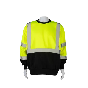 LBCSW-C3 ANSI 107-2020 Class 3 High-Vis Lime / Black Bottom Two Tone  Crew Neck Sweatshirt