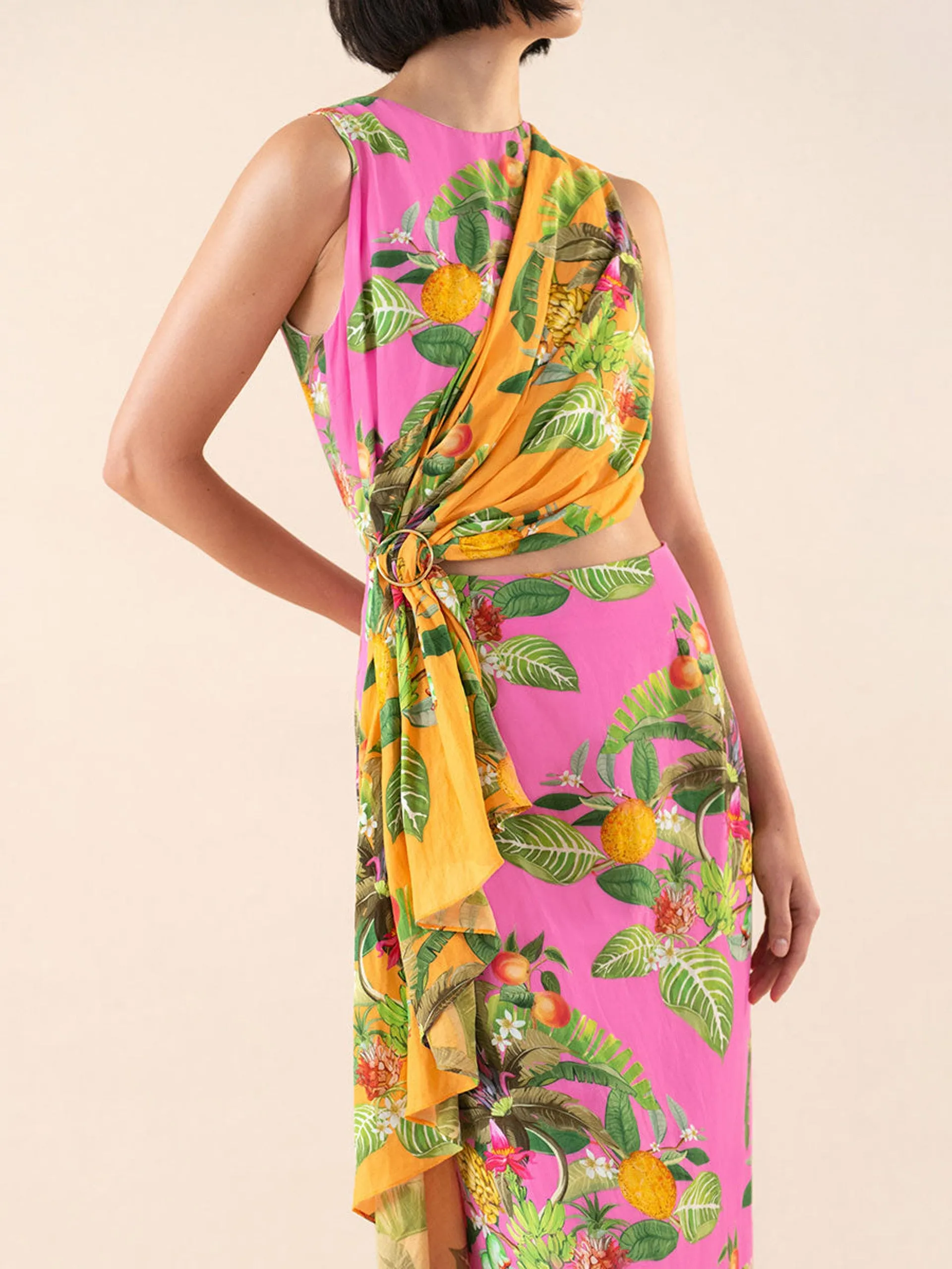 Lenny linen maxi dress in calypso pink