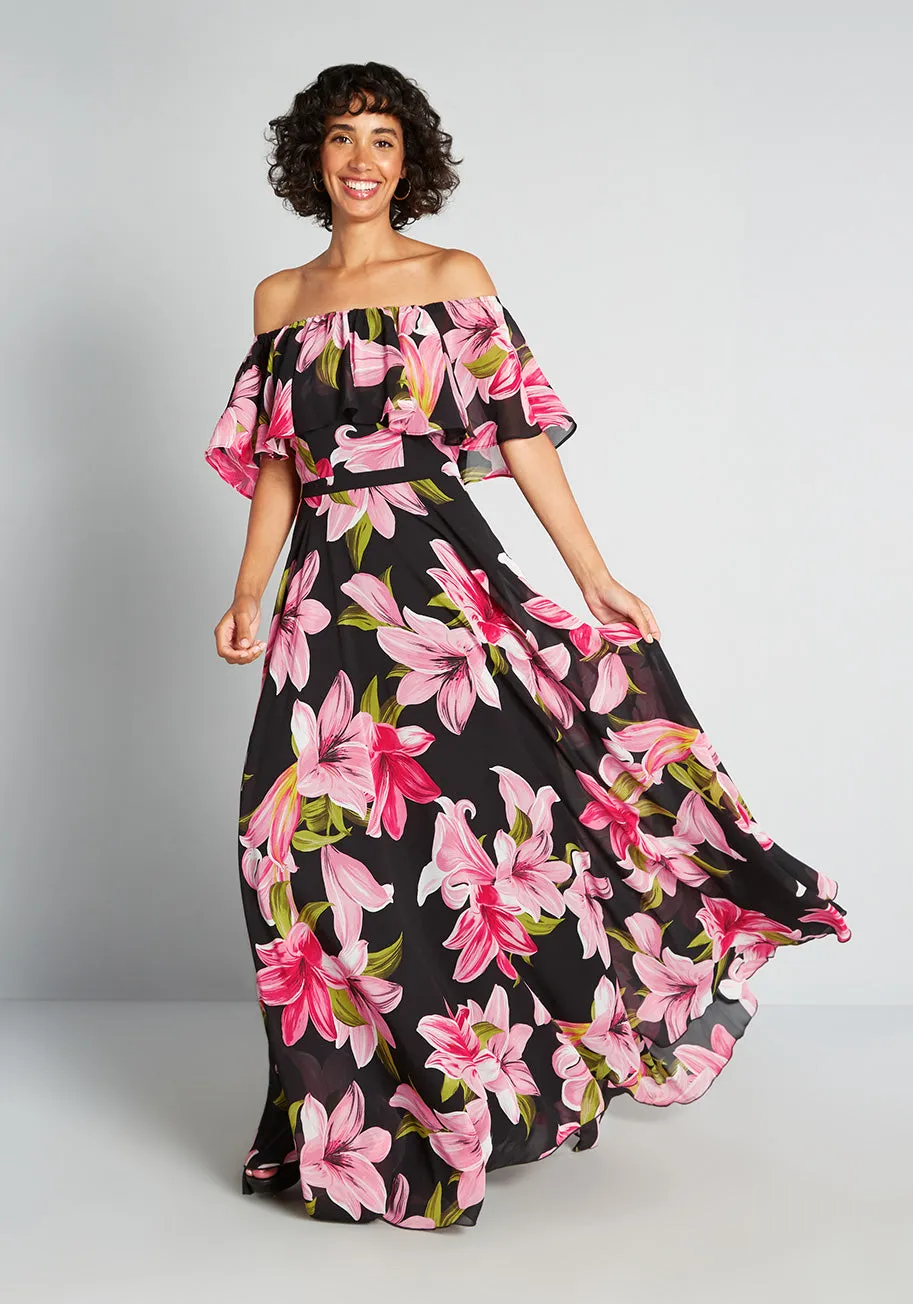 Lily Loveliness Off-Shoulder Maxi Dress