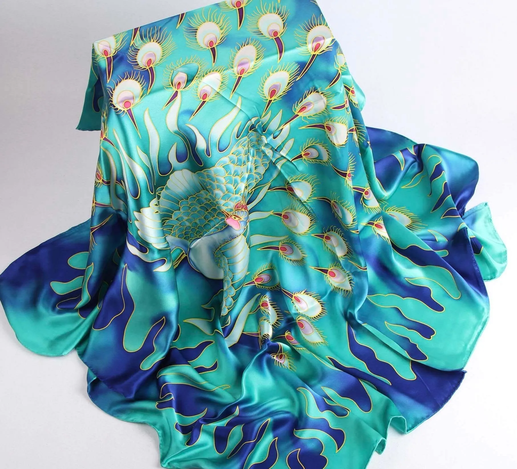 Limited Edition Hand Painted Silk Scarf|Green