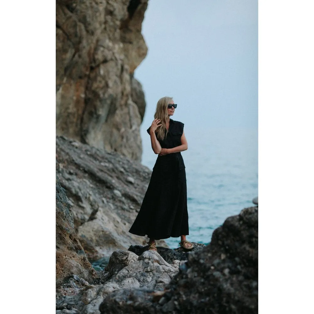 Linen dress kiodo black by Seaside Tones