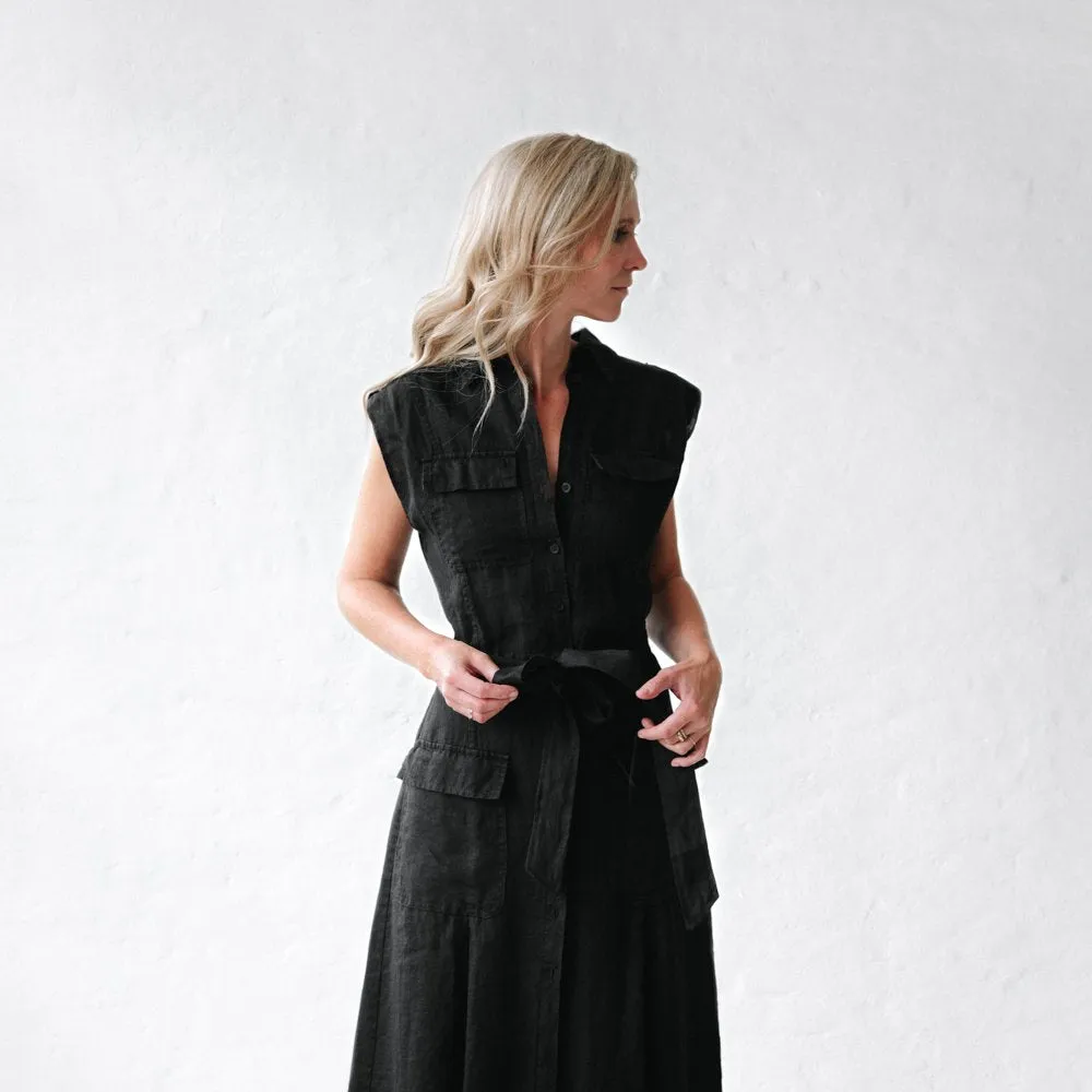 Linen dress kiodo black by Seaside Tones