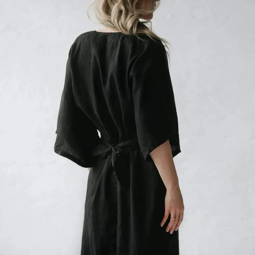 Linen Dress Yuko Black by Seaside Tones