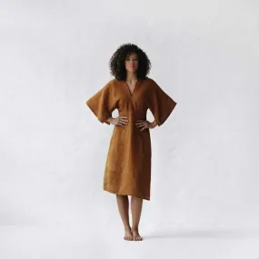 Linen Dress Yuko Mustard by Seaside Tones