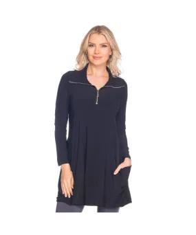 Long Sleeve Zipper Trim Tunic Top