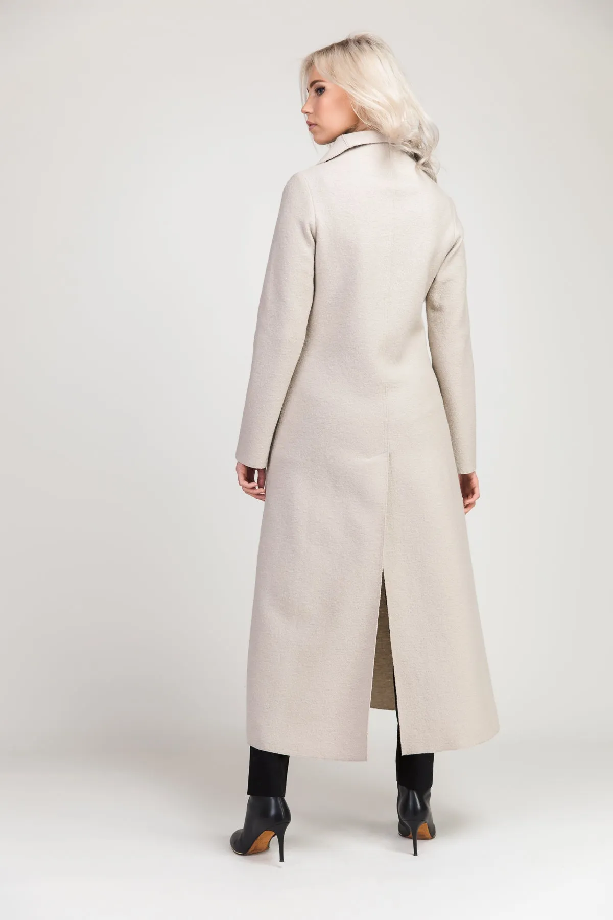 Loru Boiled Wool Coat, Pale