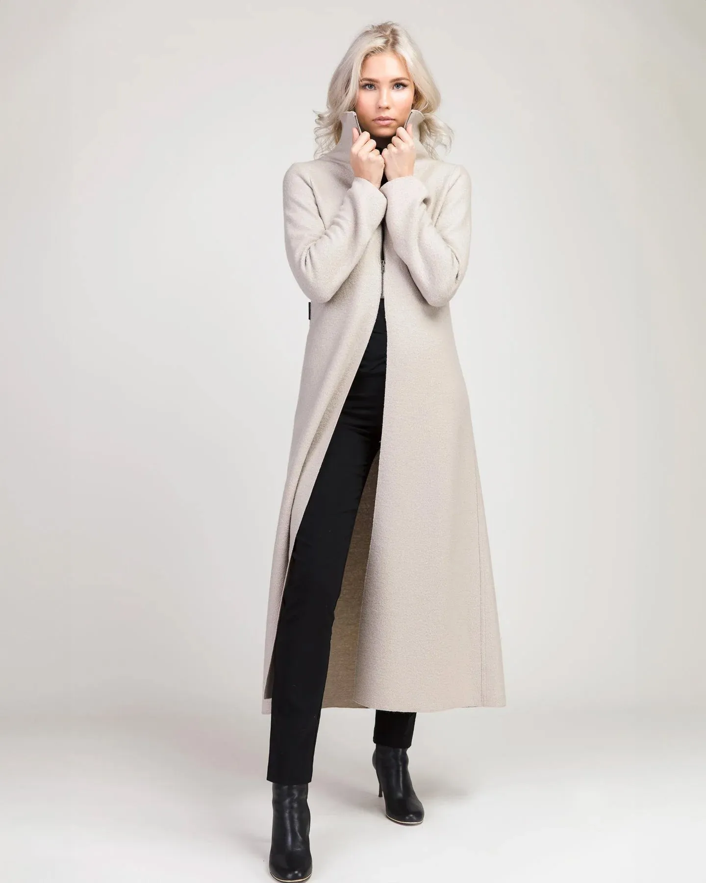 Loru Boiled Wool Coat, Pale