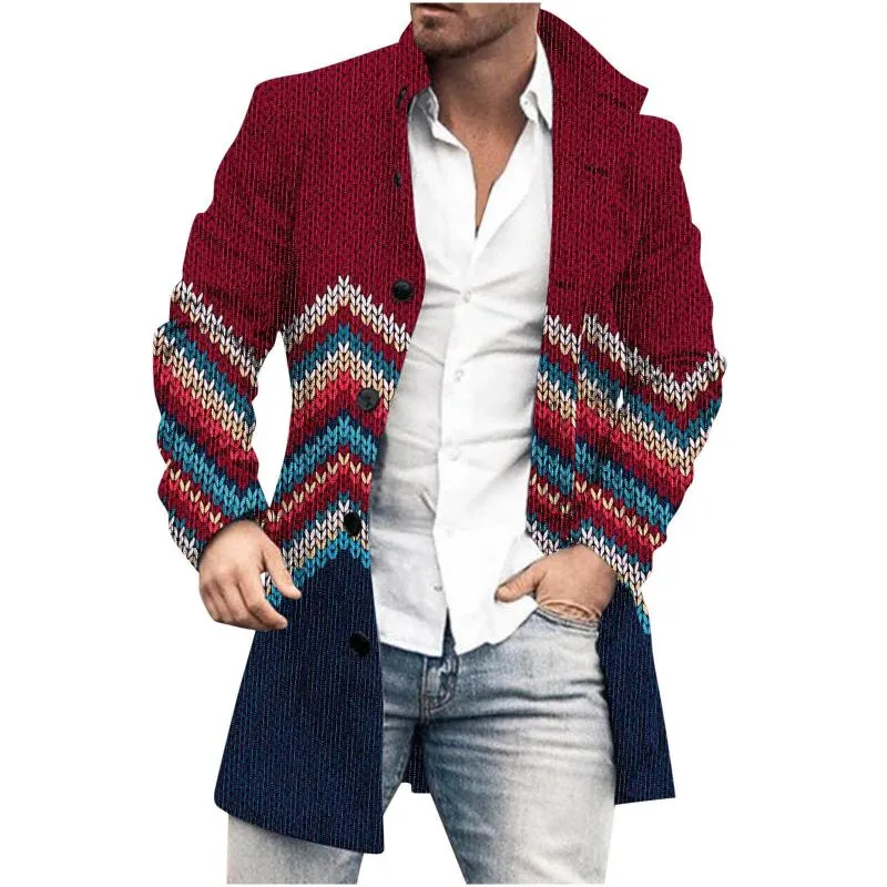 Men's Mid-Length Plaid Print Casual Coat 01053533L