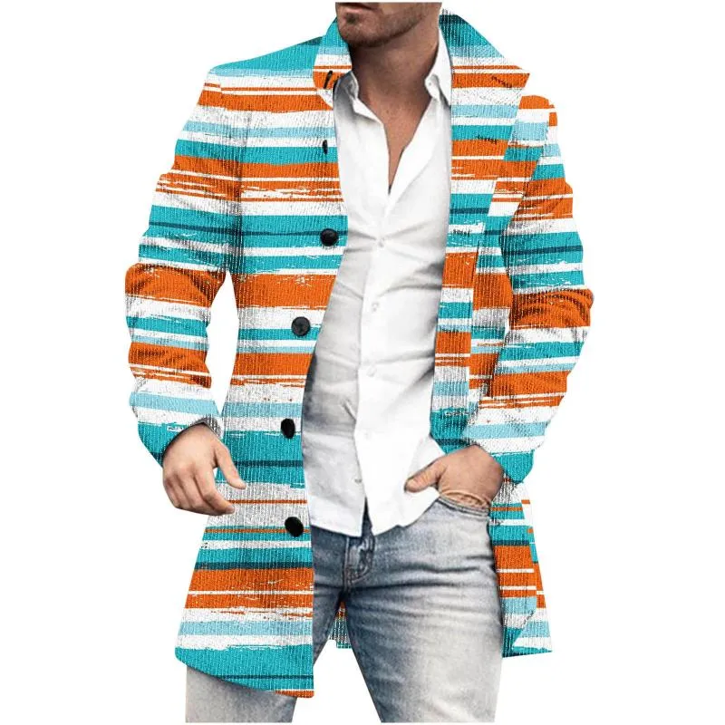 Men's Mid-Length Plaid Print Casual Coat 01053533L