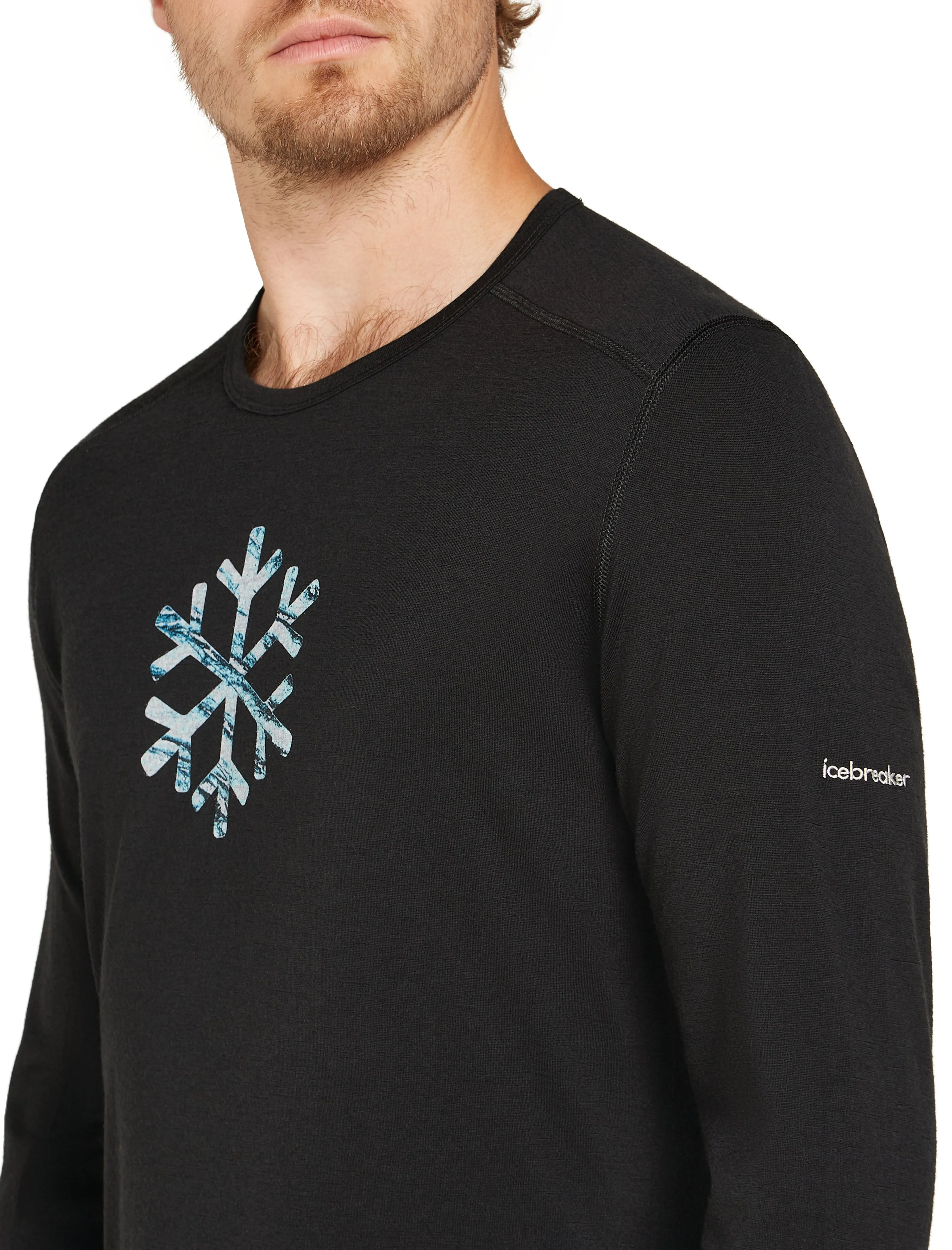 Merino 200 Oasis Long Sleeve Crewe Thermal Top - Pow Black