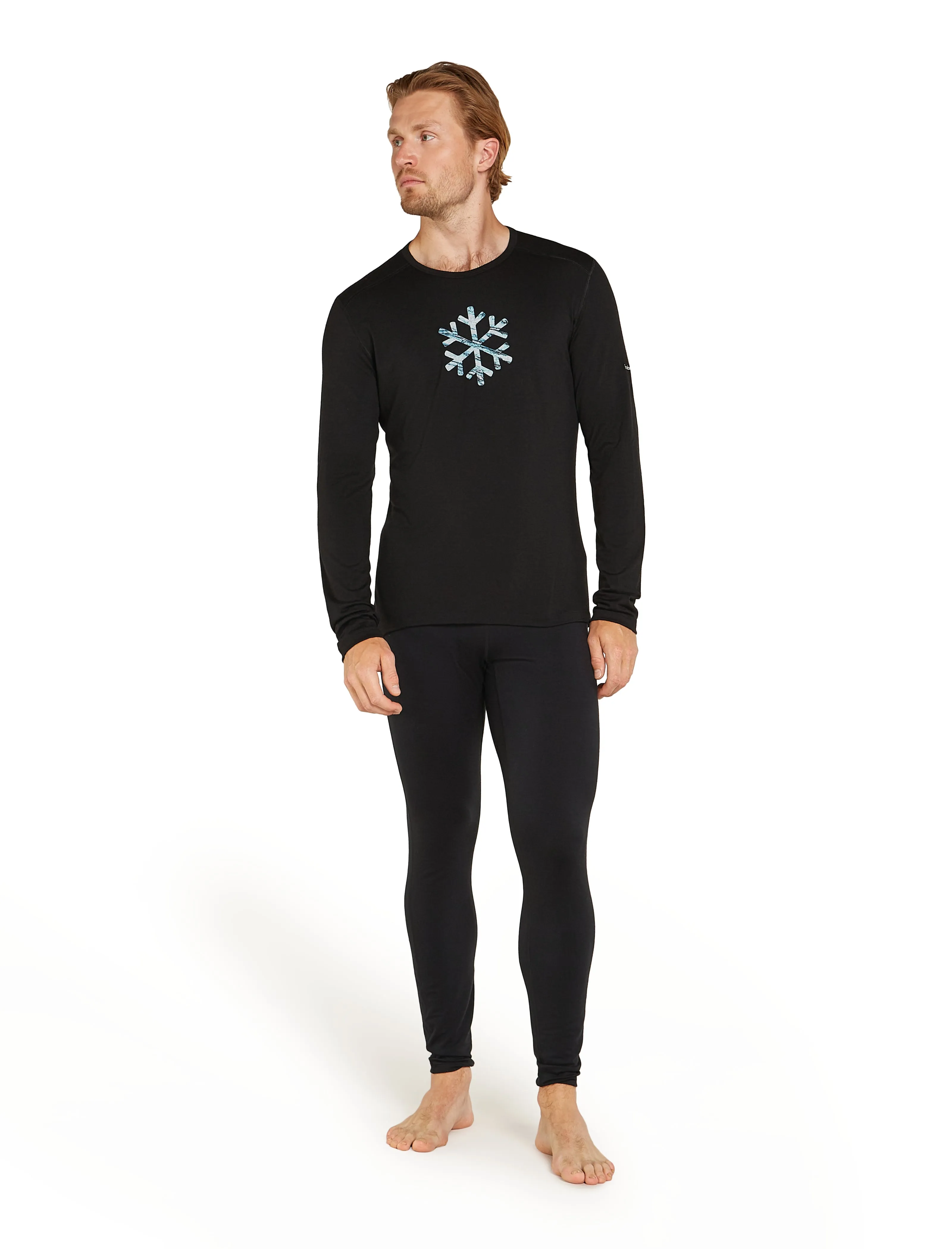 Merino 200 Oasis Long Sleeve Crewe Thermal Top - Pow Black