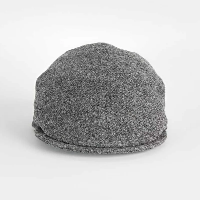 Mid Grey Twill Wool Flat Cap