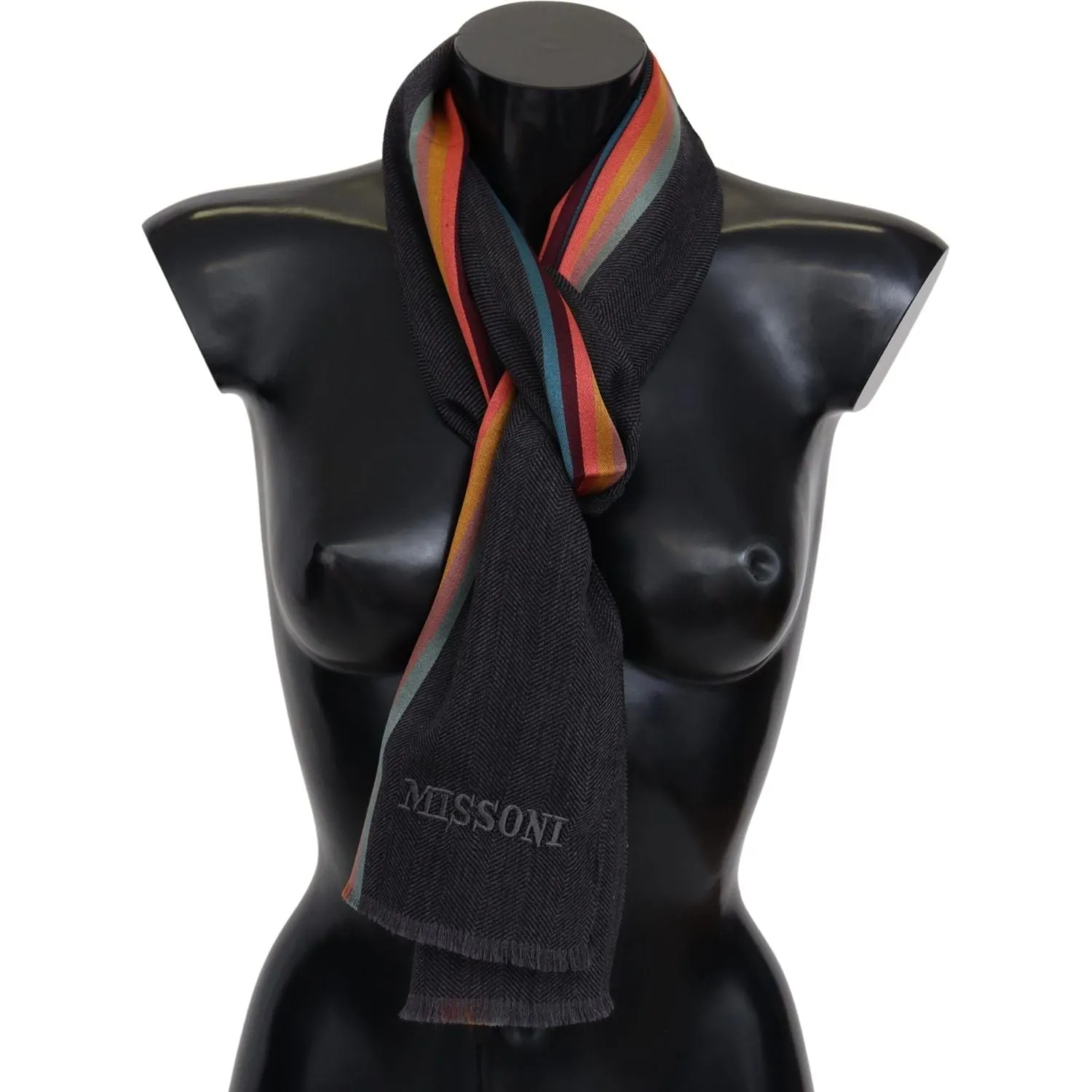 Missoni Elegant Wool-Silk Blend Striped Scarf