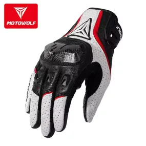 MOTOWOLF Carbon Fiber Motorcycle Gloves Men's Leather MDL0305