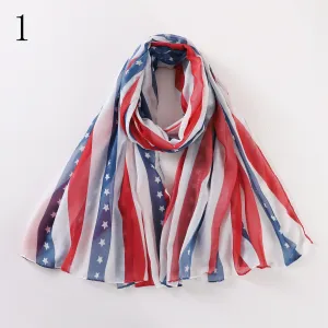 MYP07  USA Stars printed scarf and Stripes flag five-pointed star Europe and the United States fluffy fashion temperament everything scarf